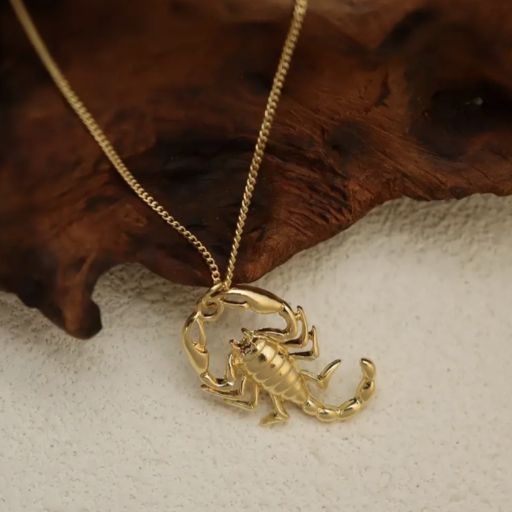 Scorpion Pendant Necklace/Earrings 14k Yellow Gold Plated Laser Cut New with Tag - Picture 8 of 10